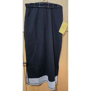 QVC David Dart Black & White Pinstripe Skirt Large Cotton/Polyester